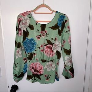 Light Green Floral Blouse ZARA
